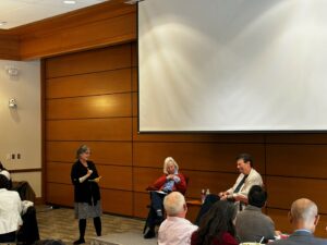Elizabeth Mertz introduces Dean Martha Minow and Professor David B. Wilkins at the Widening the Lens Conference in 2024